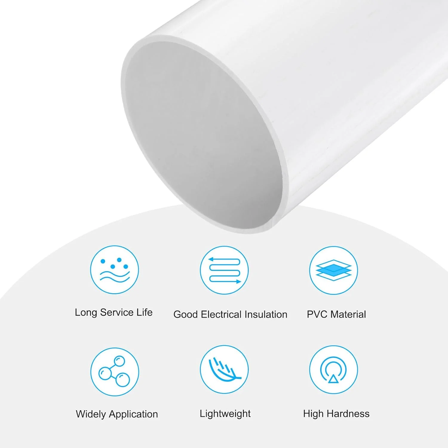 لوله سخت پی وی سی 5 اینچی sourcing map، لوله گرد، سخت افزار لوله کشی، شناسه 131.4 میلی متر، OD 140 میلی متر، طول 9 اینچ، سفید، ضربه بالا برای لوله آب، صنایع دستی، آستین کابل