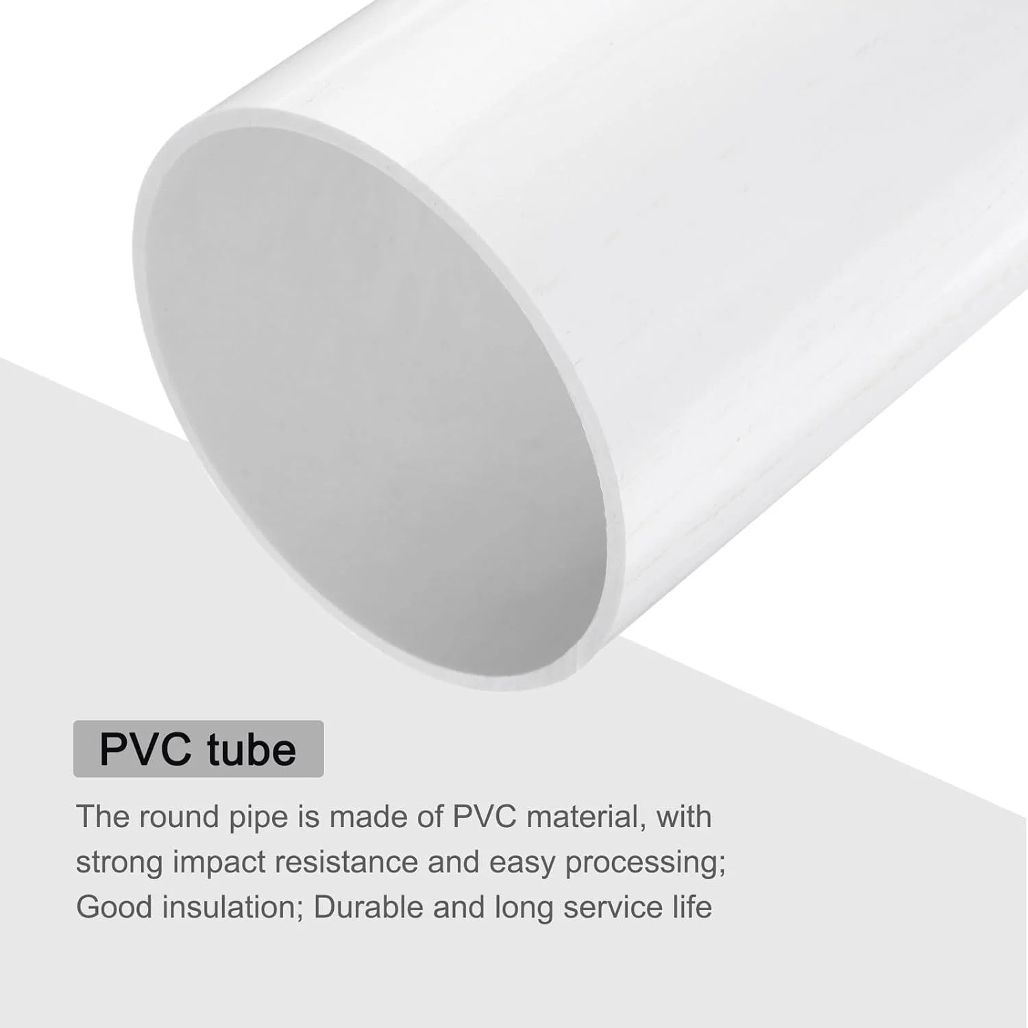 لوله سخت پی وی سی 5 اینچی sourcing map، لوله گرد، سخت افزار لوله کشی، شناسه 131.4 میلی متر، OD 140 میلی متر، طول 9 اینچ، سفید، ضربه بالا برای لوله آب، صنایع دستی، آستین کابل