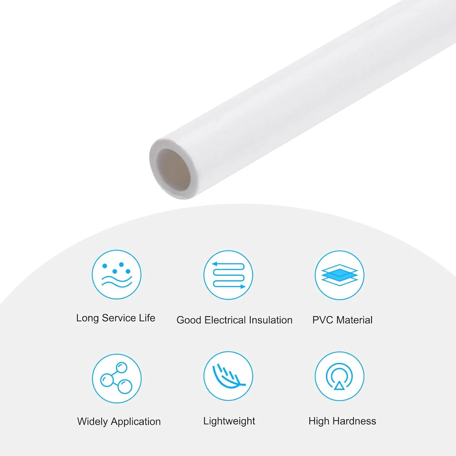 لوله سخت پی وی سی 1/4 اینچی، لوله گرد، لوله سخت افزاری، شناسه 4 میلی متری، OD 6 میلی متری، طول 9 اینچ، سفید، ضربه بالا برای لوله آب، صنایع دستی، آستین کابل 2 عدد