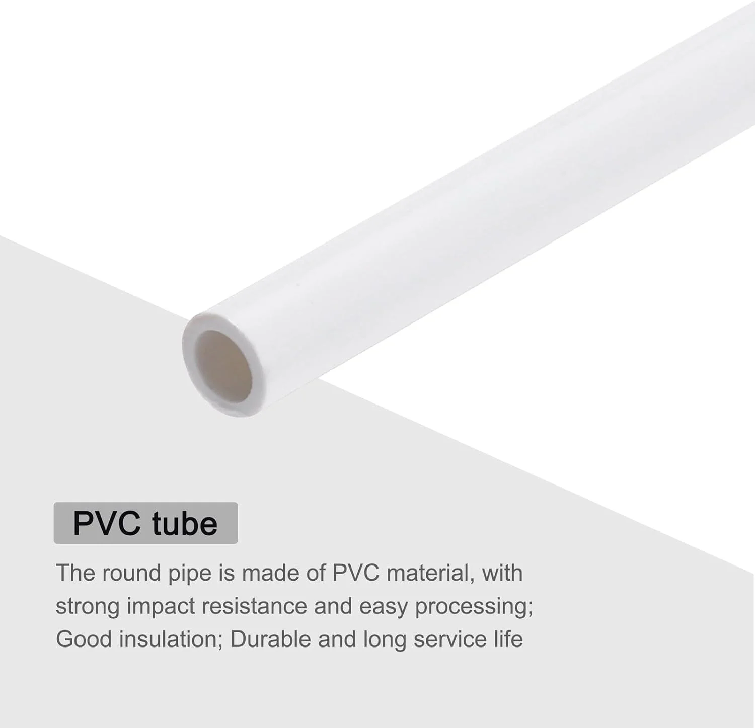 لوله سخت پی وی سی 1/4 اینچی، لوله گرد، لوله سخت افزاری، شناسه 4 میلی متری، OD 6 میلی متری، طول 9 اینچ، سفید، ضربه بالا برای لوله آب، صنایع دستی، آستین کابل 2 عدد