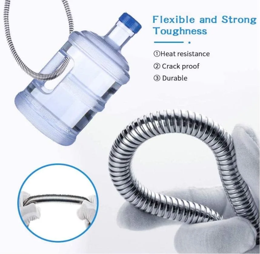 شلنگ دوش 2 متری Rururug، استیل ضد زنگ قابل افزایش طول، شلنگ دوش ضد گره خوردگی یونیورسال (1/2 اینچ)