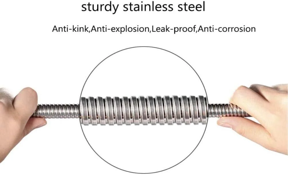 شلنگ دوش 2 متری Rururug، استیل ضد زنگ قابل افزایش طول، شلنگ دوش ضد گره خوردگی یونیورسال (1/2 اینچ)