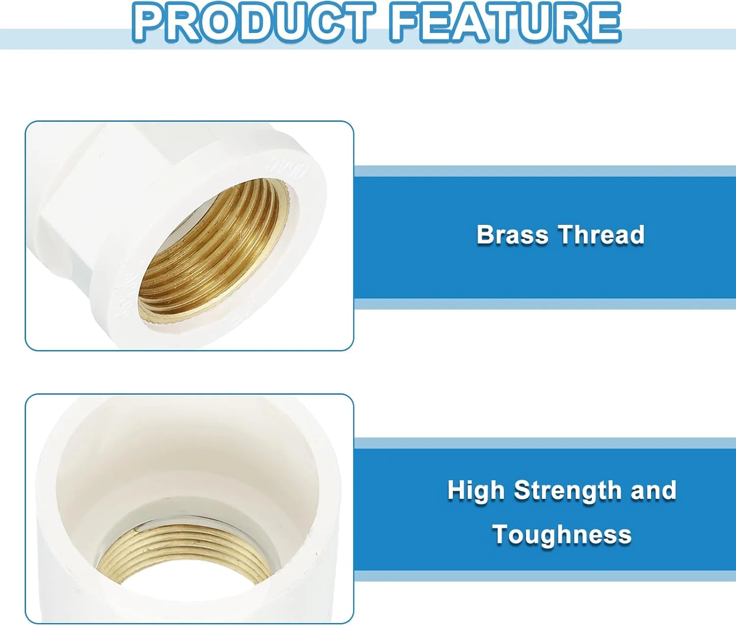 اتصالات لوله پی وی سی، سایز 32 میلی متر، 2 عدد، تبدیل مادگی رزوه ای برنجی 3/4 اینچ، آداپتور اتصال شلنگ برای لوله کشی فاضلاب خانگی و آبیاری، سفید
