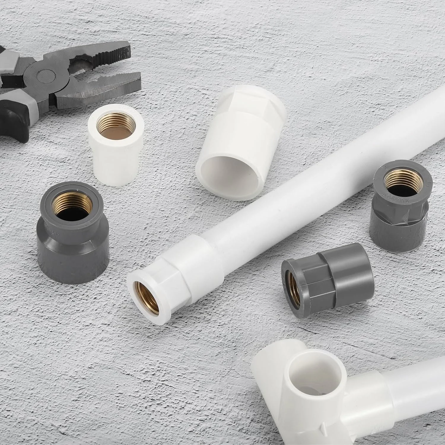 اتصالات لوله پی وی سی، سایز 32 میلی متر، 2 عدد، تبدیل مادگی رزوه ای برنجی 3/4 اینچ، آداپتور اتصال شلنگ برای لوله کشی فاضلاب خانگی و آبیاری، سفید