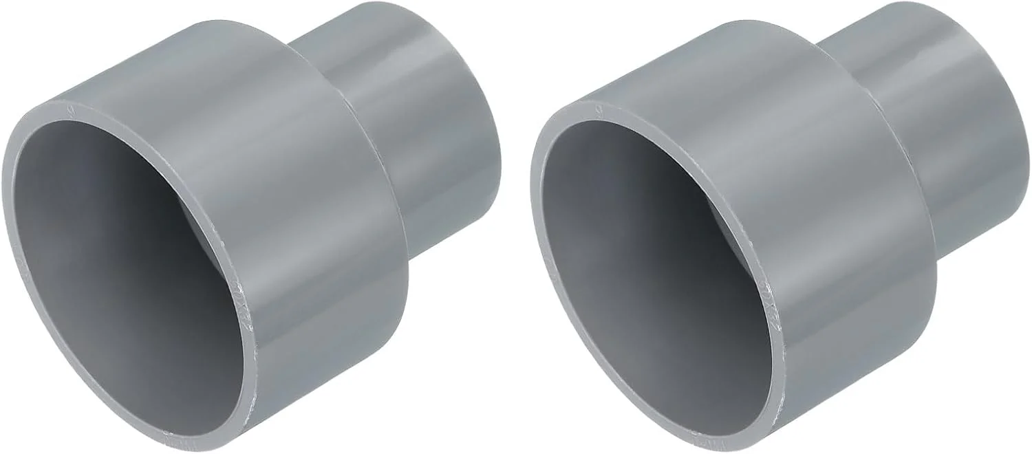 اتصال کاهنده لوله UPVC، سایز 50x32 میلی متر، اتصال دهنده آداپتور کوپلینگ لوله مستقیم PVC برای لوله کشی فاضلاب خانگی، خط آب، خاکستری، 2 عدد