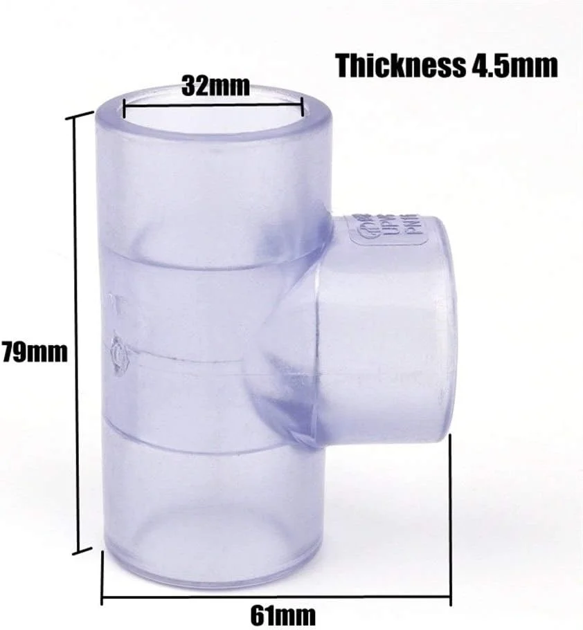 اتصالات سه راهی PVC شفاف رایترون پایپ لاین، بسته 10 عددی، قطر داخلی 25 و 32 میلی متر، مناسب آکواریوم، لوله تانک ماهی، ابزار DIY، اتصالات آب باغبانی، اتصالات لوله UPVC برای ابزار تعمیر لوله کشی