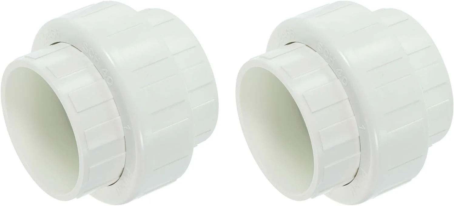 کوپلینگ لوله UPVC کوارکزمن، بسته 2 عددی، سایز 2 اینچ (اتصال مادگی x پایه)، آداپتور اتصال UPVC، رده 40، دارای حلقه O شکل EPDM برای آبیاری، پروژه نصب داخلی (سفید)