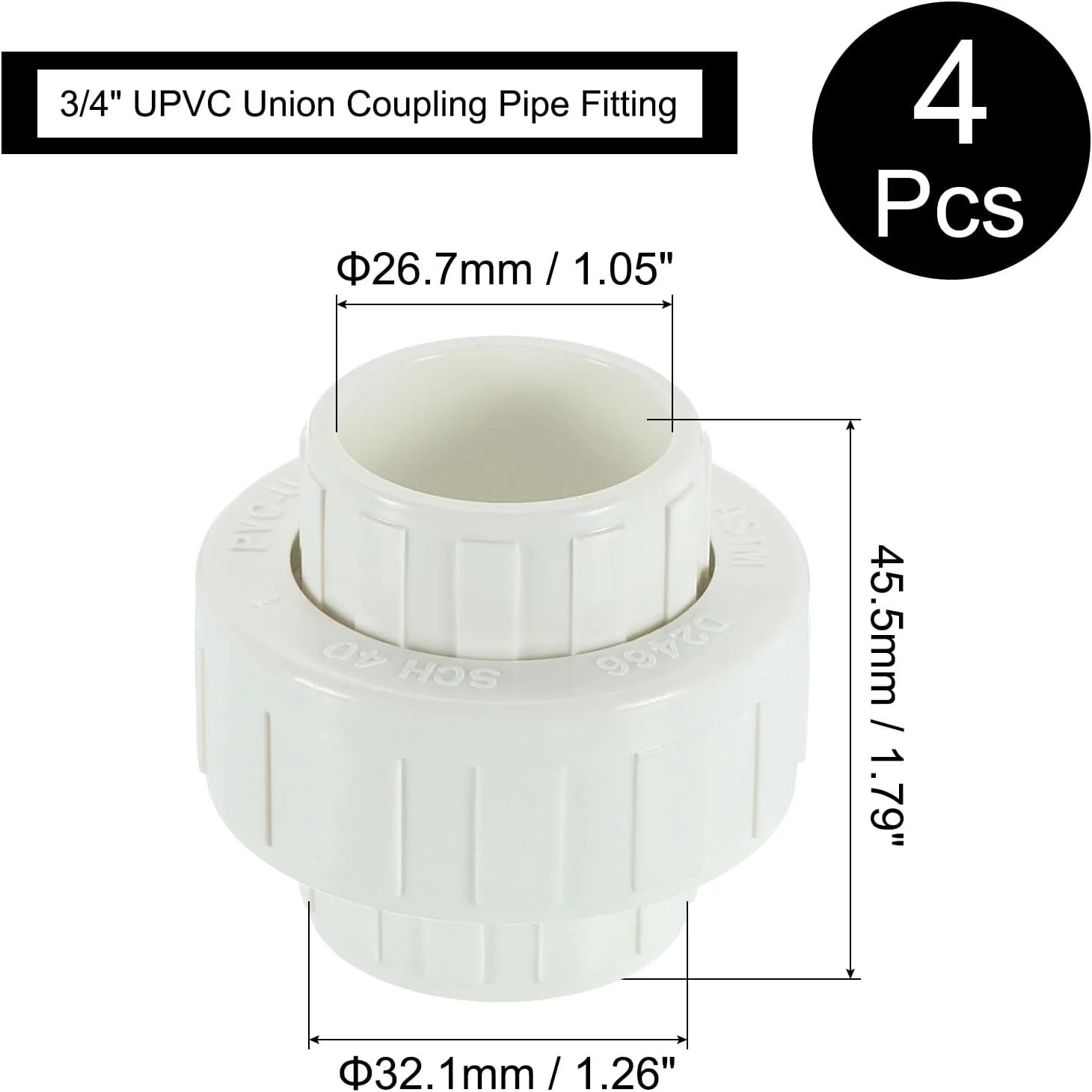 اتصال کوپلینگ UPVC کوارکزمن، سایز 3/4 اینچ، 4 عددی (مادگی x پایه)، آداپتور اتصال کوپلینگ UPVC، رده 40، دارای حلقه O شکل EPDM برای آبیاری، پروژه نصب داخلی (سفید) اتصال کوپلینگ UPVC کوارکزمن، سایز 3/4 اینچ، 4 عددی (مادگی x پایه)، آداپتور اتصال کوپلینگ UPVC، رده 40، دارای حلقه O شکل EPDM برای آبیاری، پروژه نصب داخلی (سفید)