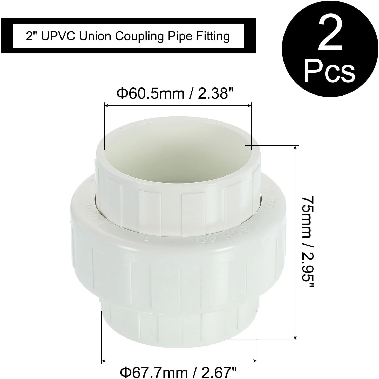 کوپلینگ لوله UPVC کوارکزمن، بسته 2 عددی، سایز 2 اینچ (اتصال مادگی x پایه)، آداپتور اتصال UPVC، رده 40، دارای حلقه O شکل EPDM برای آبیاری، پروژه نصب داخلی (سفید) کوپلینگ لوله UPVC کوارکزمن، بسته 2 عددی، سایز 2 اینچ (اتصال مادگی x پایه)، آداپتور اتصال UPVC، رده 40، دارای حلقه O شکل EPDM برای آبیاری، پروژه نصب داخلی (سفید)