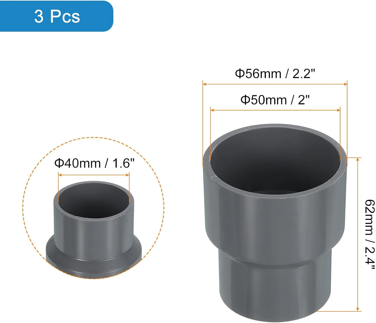 کوپلینگ کاهنده لوله PVC کوارکزمن، بسته 2 عددی، 50 میلی متر به 40 میلی متر، اتصالات لوله کاهنده، آداپتور اتصال لوله برای اتصالات لوله آب آبیاری مزرعه باغ، خاکستری کوپلینگ کاهنده لوله PVC کوارکزمن، بسته 2 عددی، 50 میلی متر به 40 میلی متر، اتصالات لوله کاهنده، آداپتور اتصال لوله برای اتصالات لوله آب آبیاری مزرعه باغ، خاکستری