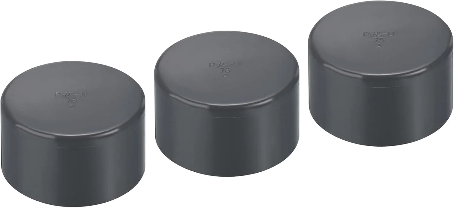 درپوش لوله UPVC پاتیکیل 75 میلی‌متری، بسته 3 عددی اتصالات درجه مبلمان، سوکت اتصال پلاگین برای DIY، باغ، خاکستری