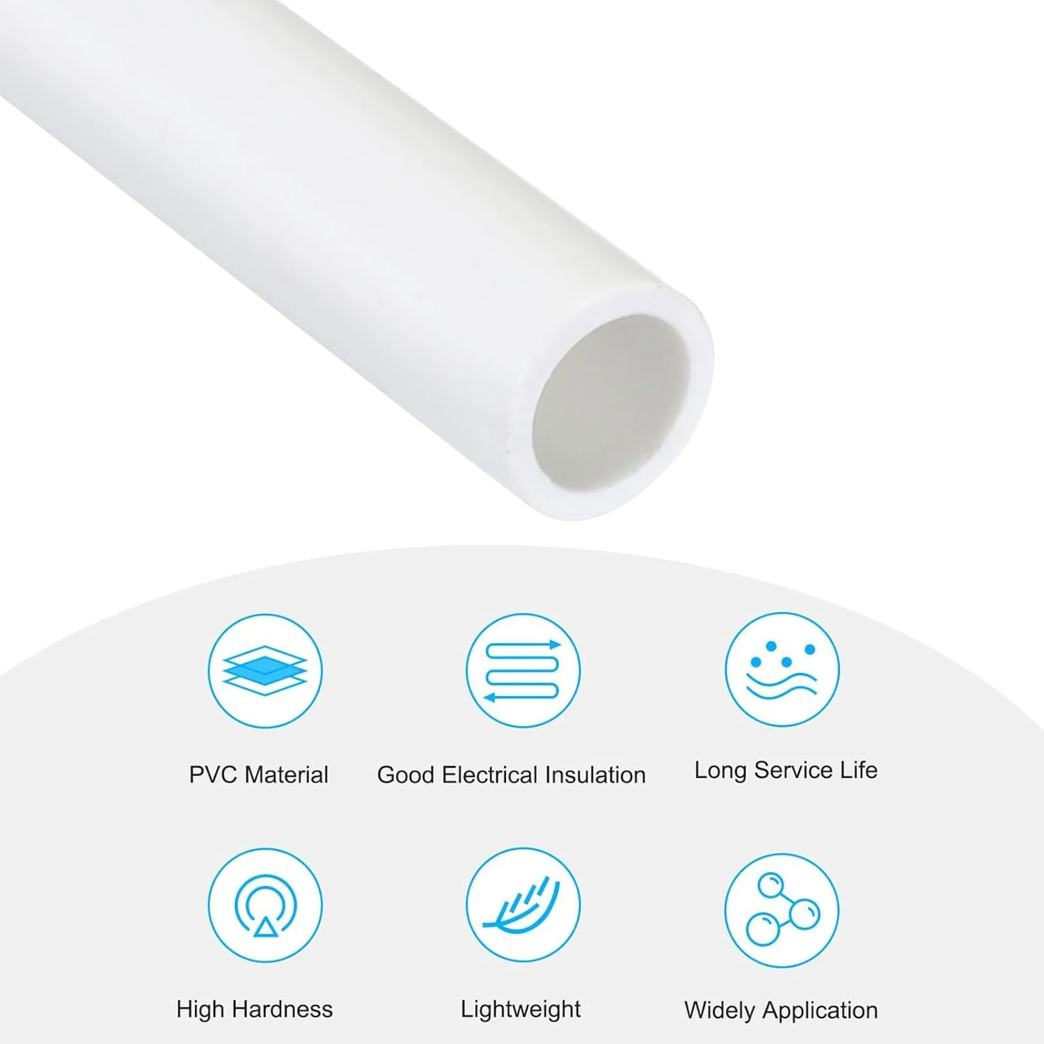 لوله پی وی سی MACHSWON، قطر داخلی 5 میلی متر، قطر خارجی 7 میلی متر، طول 200 میلی متر، لوله سخت پلاستیکی گرد، مقاوم در برابر ضربه بالا، مناسب برای لوله تخلیه و روکش کابل (سفید)