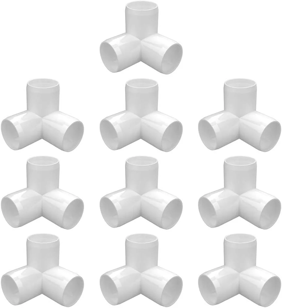 اتصالات PVC letsFix 1/2 اینچ سه راهی (بسته 10 عددی)، زانویی PVC 1/2 اینچ، اتصالات لوله PVC مقاوم در برابر اشعه ماوراء بنفش برای پروژه های DIY PVC، درجه مبلمان، مناسب برای لوله PVC Sch40 1/2 اینچ