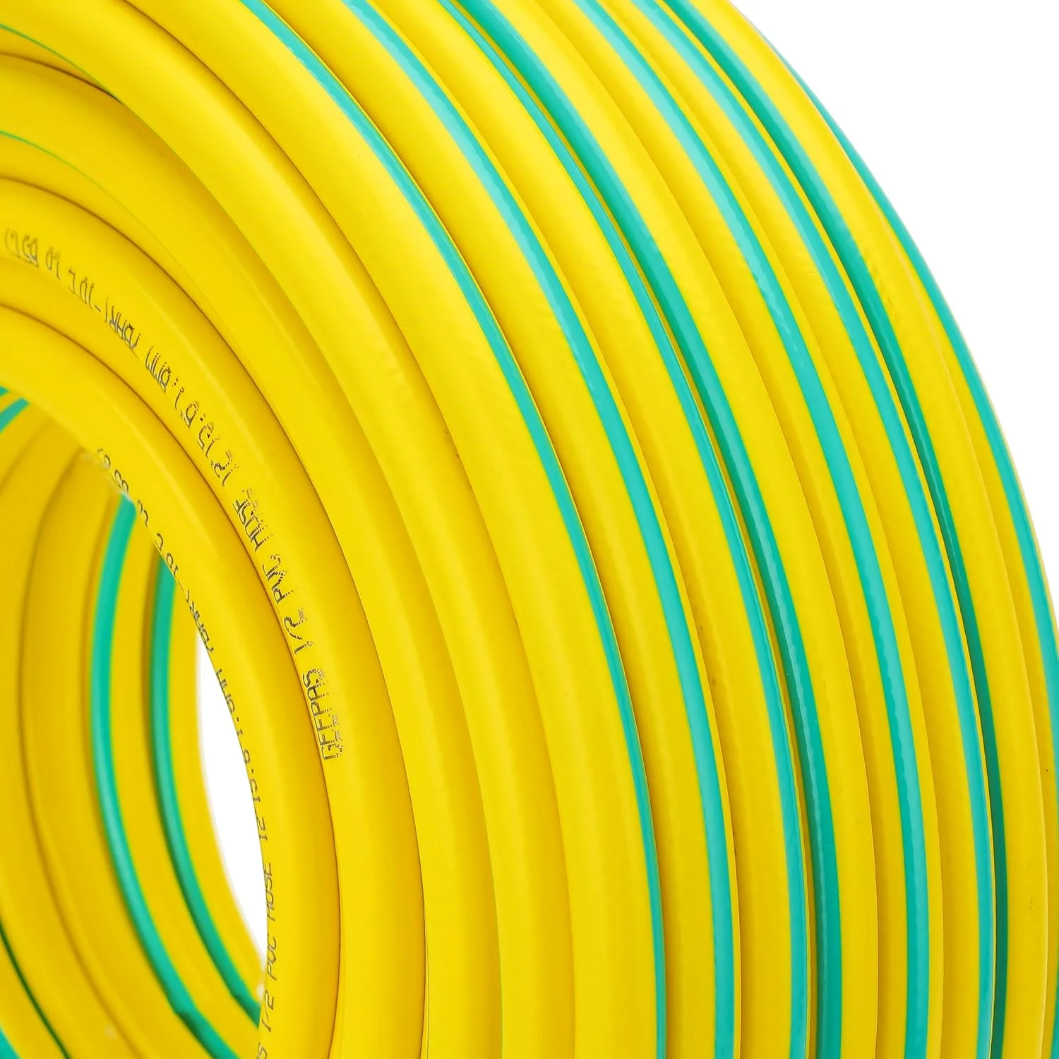 شلنگ پی وی سی 1/2 Geepas مدل GWH61154 | 50 متر، ساختار 3 لایه با انعطاف پذیری بالا | ایده آل برای باغبانی، آبیاری، نظافت و سایر مصارف داخلی و خارجی | زرد و سبز