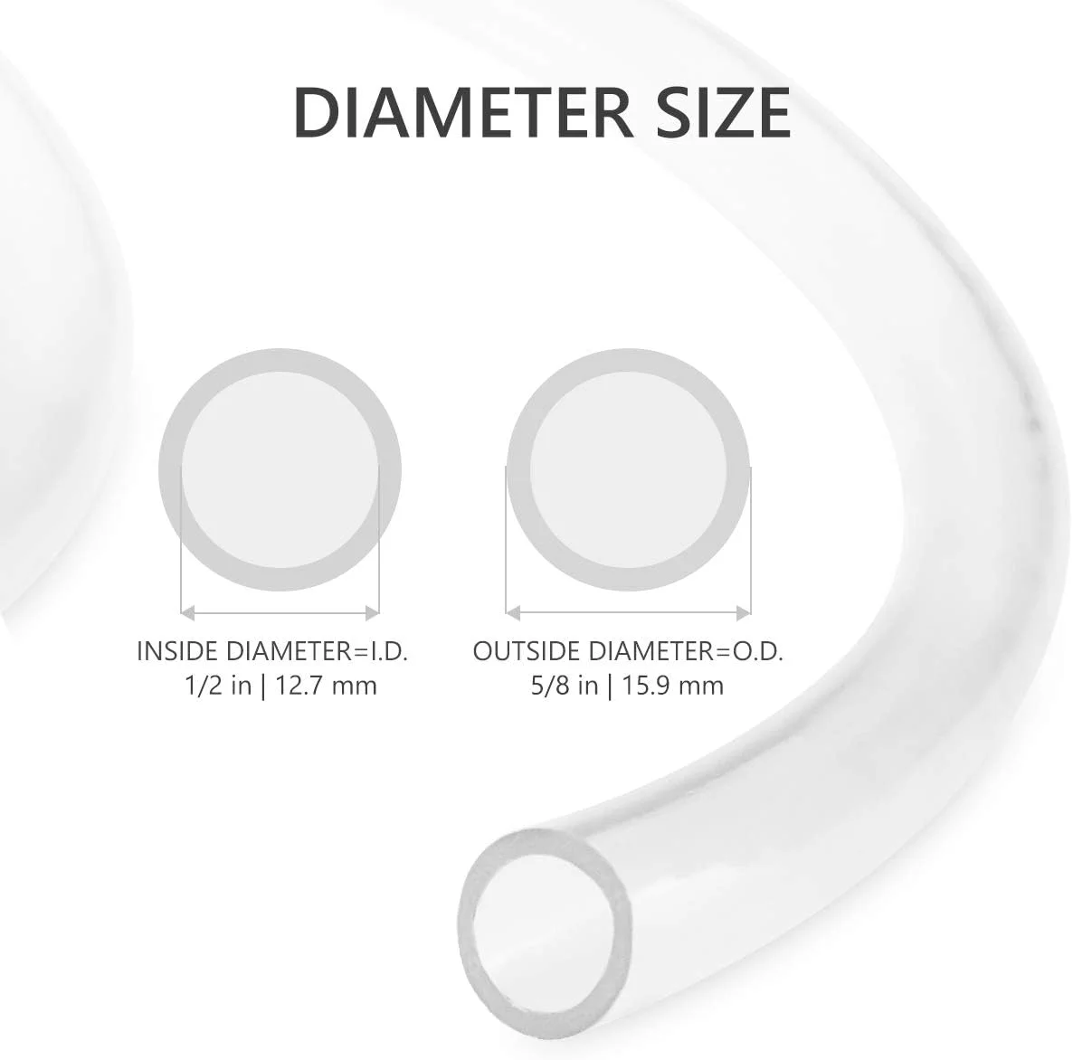 لوله وینیل شفاف ایسترنس، لوله پی وی سی انعطاف پذیر، شلنگ پی وی سی هیبریدی، لوله پلاستیکی سبک وزن، شناسه 1/2 اینچ، طول 10 فوت