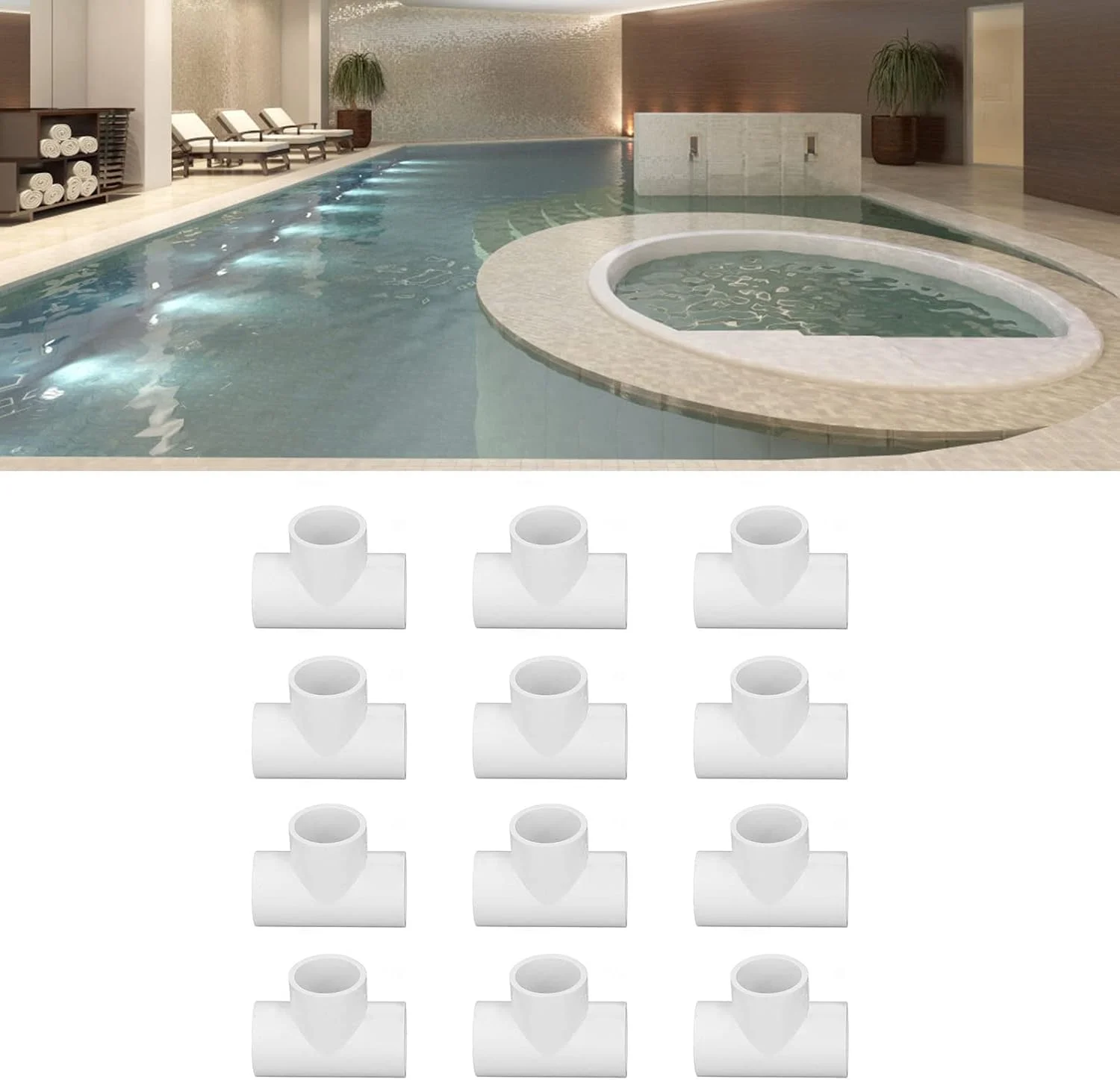 Eujgoov اتصال PVC سه راهی شکل T، مناسب لوله اتصالات مبلمان، اتصال دهنده زانویی لوله برای قفسه PVC DIY، ساختار پشتیبانی باغ (20 میلی متر / 0.79 اینچ)، بسته 12 عددی