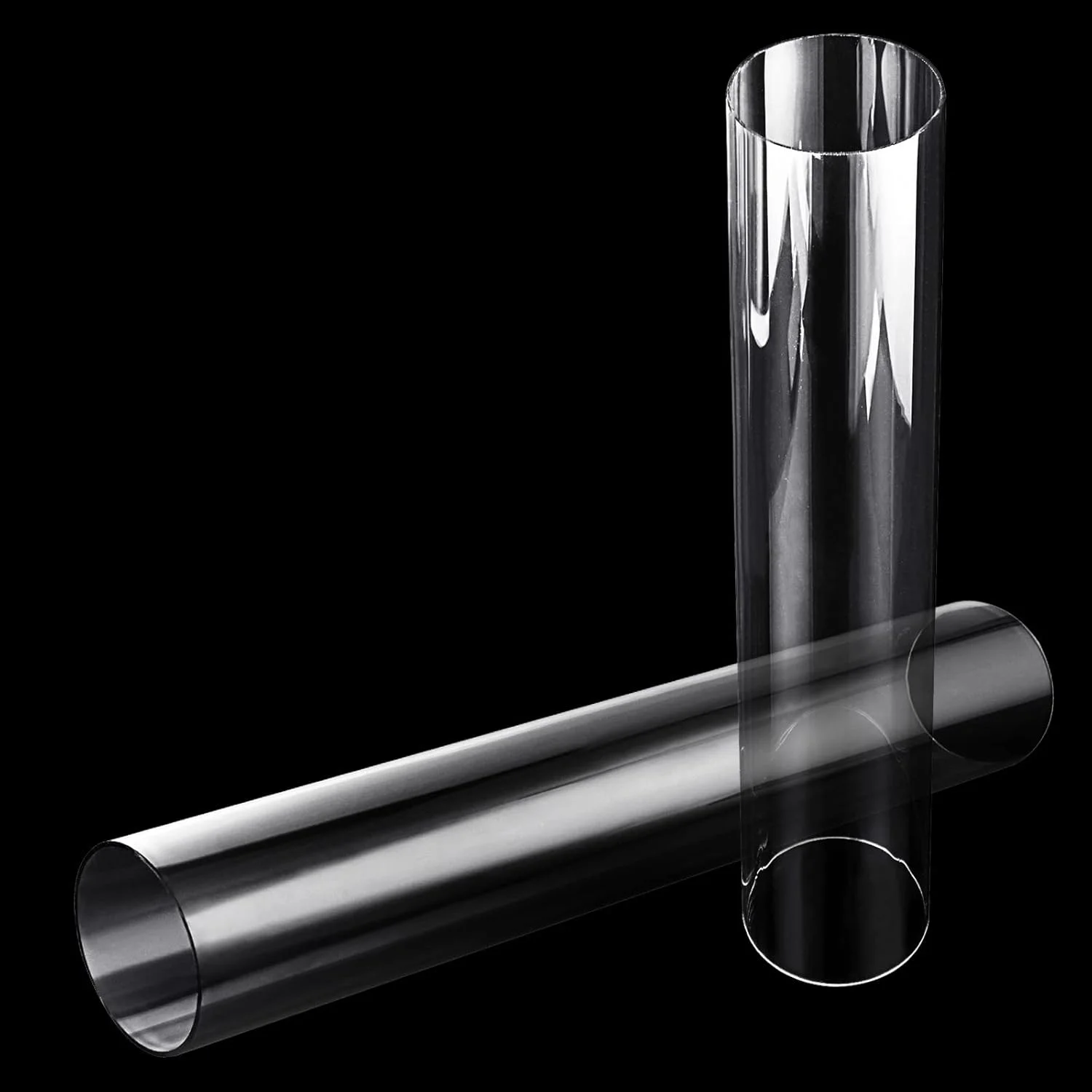 FengWu 2 عدد لوله اکریلیک 3 اینچ (75 میلی متر) قطر خارجی x ضخامت دیواره 2 میلی متر لوله پلاستیکی شفاف 15.5 اینچ طول لوله پی وی سی شفاف لوله پلی کربنات گرد مقاوم در برابر مواد شیمیایی