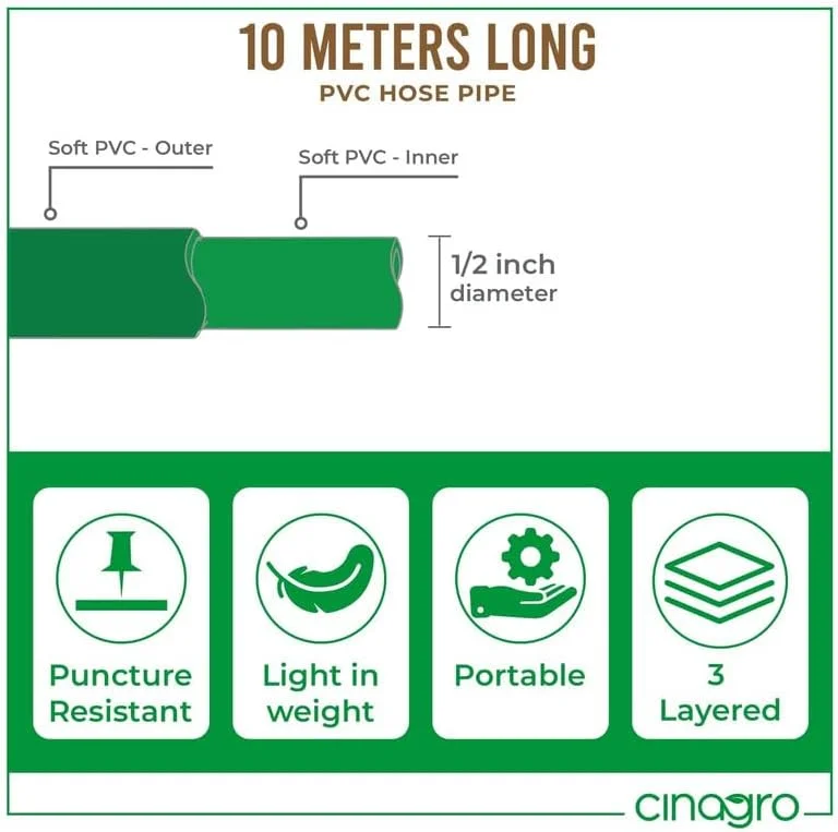 شلنگ آب باغبانی پی وی سی سیناگرو، 10 متری، سایز 0.5 اینچ، به همراه آداپتور شیر آب و 3 بست، سبک، بادوام و انعطاف پذیر، مناسب برای آبیاری باغ، شلنگ آب و شستشوی خودرو (32.8 فوت، سبز روشن) شلنگ آب باغبانی پی وی سی سیناگرو، 10 متری، سایز 0.5 اینچ، به همراه آداپتور شیر آب و 3 بست، سبک، بادوام و انعطاف پذیر، مناسب برای آبیاری باغ، شلنگ آب و شستشوی خودرو (32.8 فوت، سبز روشن)