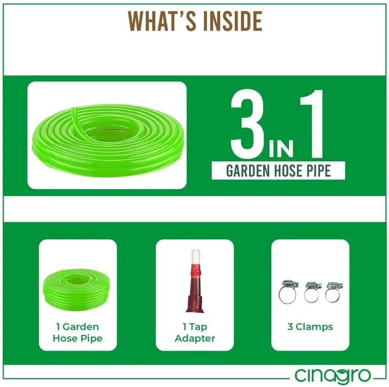 شلنگ آب باغبانی پی وی سی سیناگرو، 10 متری، سایز 0.5 اینچ، به همراه آداپتور شیر آب و 3 بست، سبک، بادوام و انعطاف پذیر، مناسب برای آبیاری باغ، شلنگ آب و شستشوی خودرو (32.8 فوت، سبز روشن) شلنگ آب باغبانی پی وی سی سیناگرو، 10 متری، سایز 0.5 اینچ، به همراه آداپتور شیر آب و 3 بست، سبک، بادوام و انعطاف پذیر، مناسب برای آبیاری باغ، شلنگ آب و شستشوی خودرو (32.8 فوت، سبز روشن)