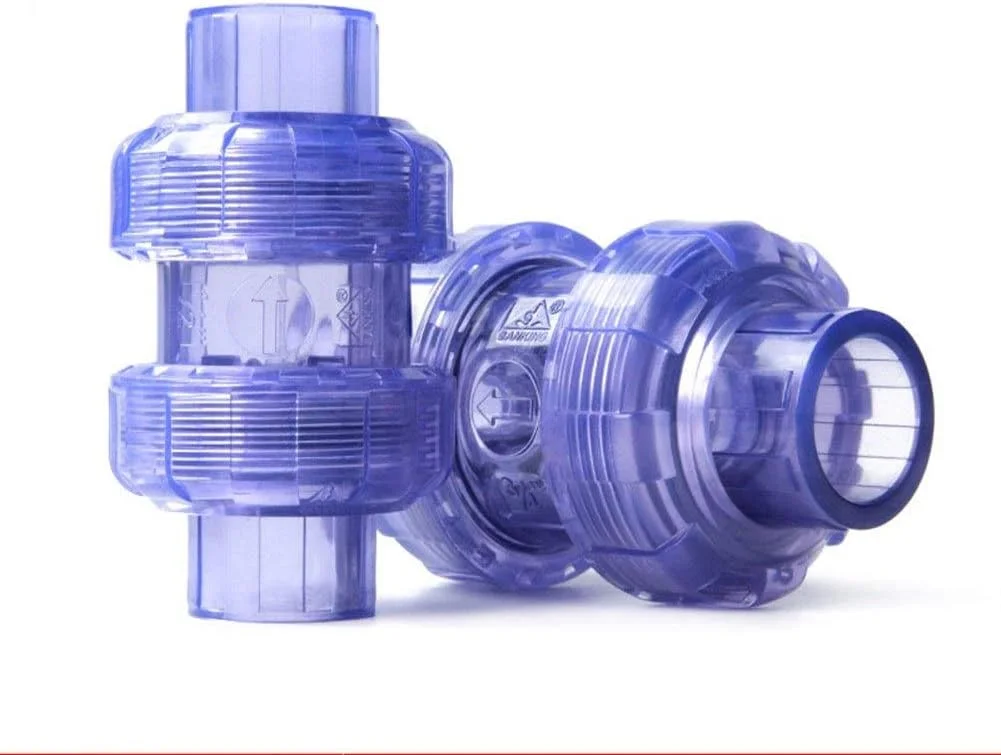 ابزار تعمیر لوله DMUNIZ، شیر یک طرفه فلپ UPVC شفاف 2 عددی 20 تا 63 میلی‌متری، اتصال یونیون PVC تانک آکواریوم، لوله آب صنعتی غیر برگشتی (سایز: قطر داخلی 63 میلی‌متر)