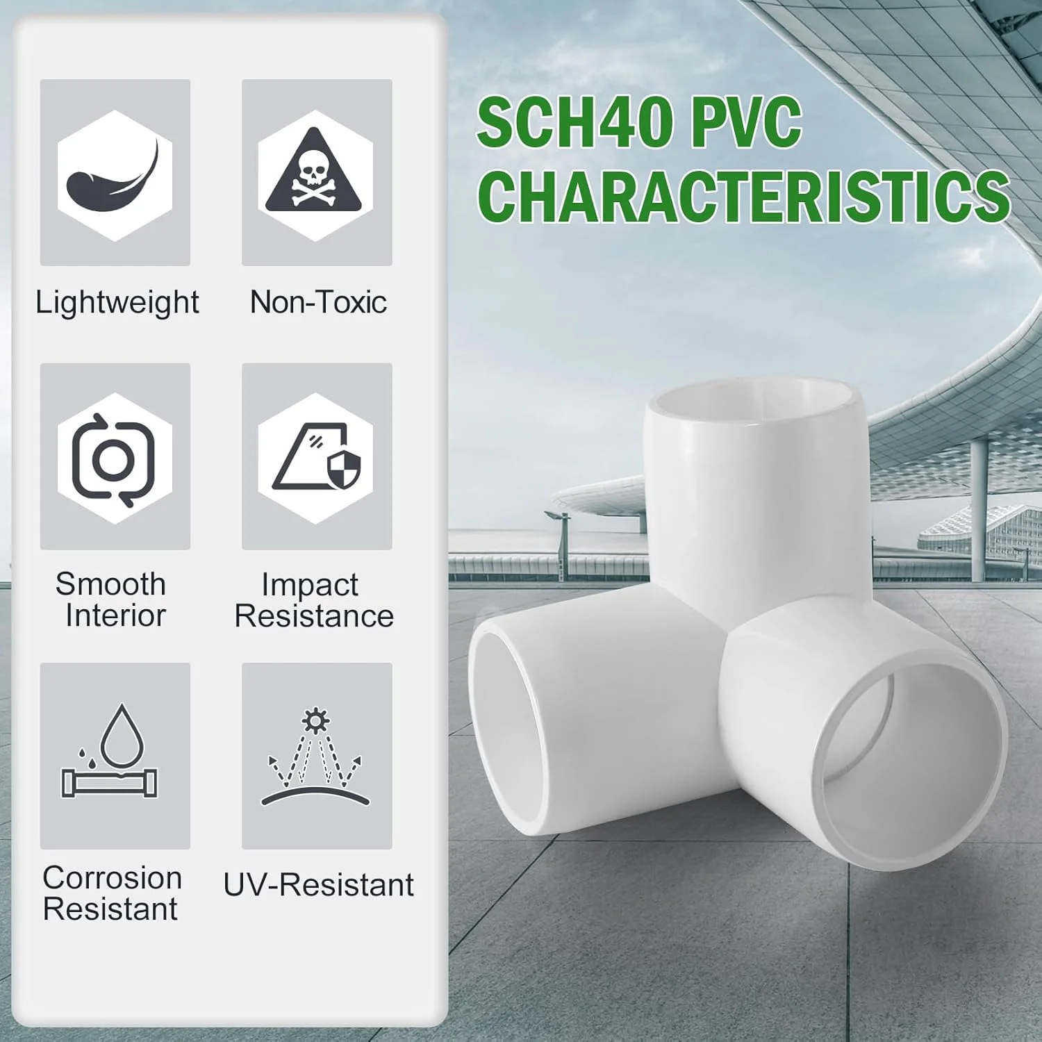 اتصالات لوله پی وی سی 3 راهی 1 اینچ، زانویی پی وی سی سفید رنگ زرنمیاردر، اتصالات تی راهی خروجی جانبی، اتصالات لوله درجه مبلمان SCH40 - مناسب برای لوله های پلی وینیل کلراید 1 اینچی، 4 عدد