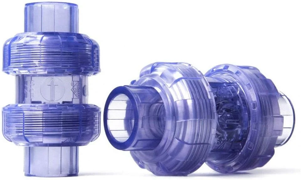 ابزار تعمیر لوله DMUNIZ، شیر یک طرفه فلپ UPVC شفاف 2 عددی 20 تا 63 میلی‌متری، اتصال یونیون PVC تانک آکواریوم، لوله آب صنعتی غیر برگشتی (سایز: قطر داخلی 63 میلی‌متر)