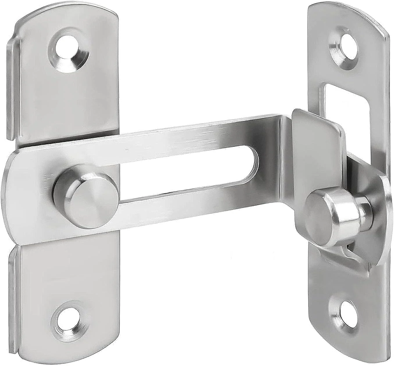 قفل کشویی چرخشی زی‌یویا، قفل ضامن درب استیل ضد زنگ، قفل درب توری، قفل قلاب چشمی برای درب کشویی پنجره گاراژ حمام باغ، مشکی (نقره‌ای 90 درجه 4 اینچ)