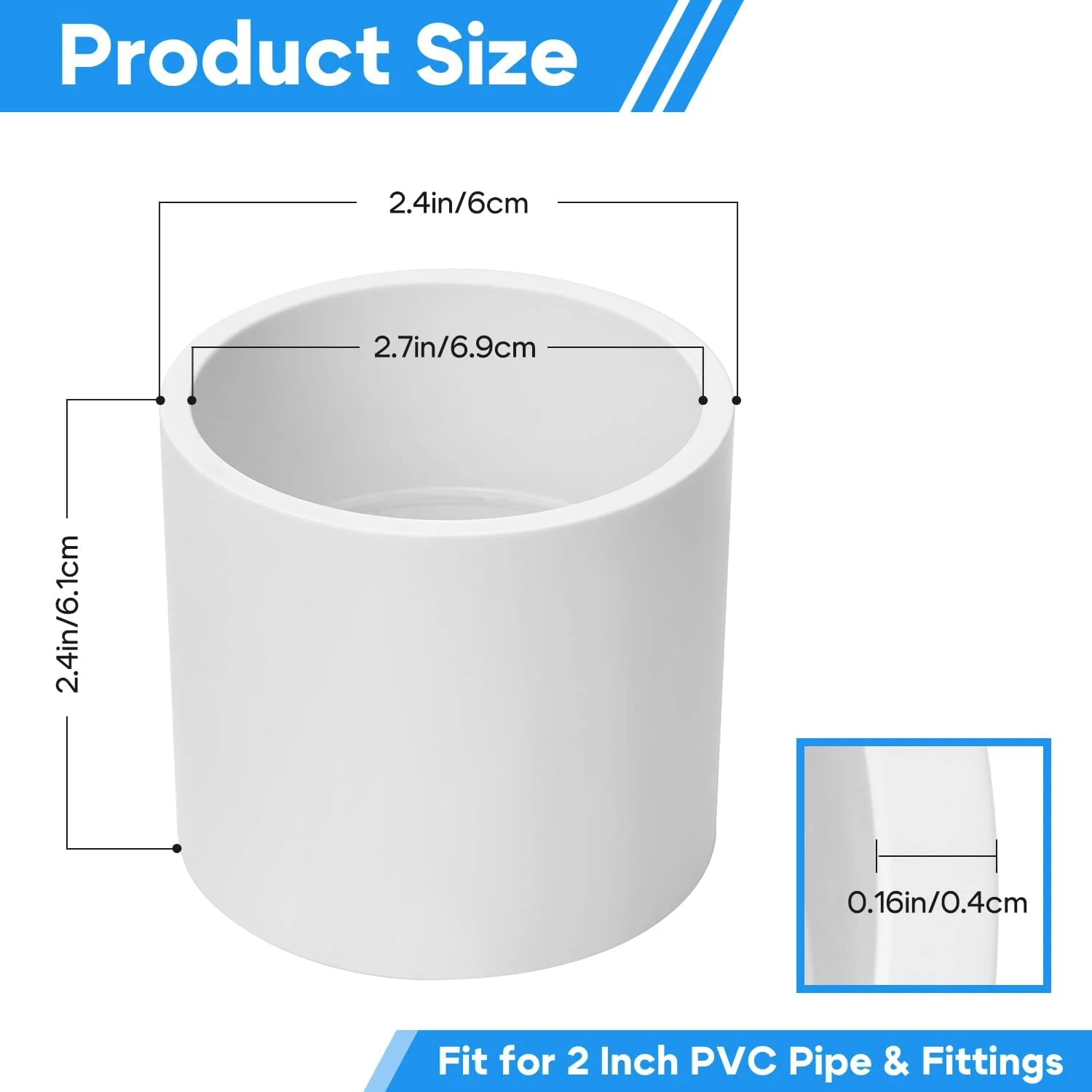 اتصال لوله PVC سینسدا، بسته 5 عددی، 2 اینچ، SCH40، اتصال لغزشی UPVC سنگین - استاندارد ASTM D2466 برای سیستم های لوله کشی، آبیاری و استخر اتصال لوله PVC سینسدا، بسته 5 عددی، 2 اینچ، SCH40، اتصال لغزشی UPVC سنگین - استاندارد ASTM D2466 برای سیستم های لوله کشی، آبیاری و استخر