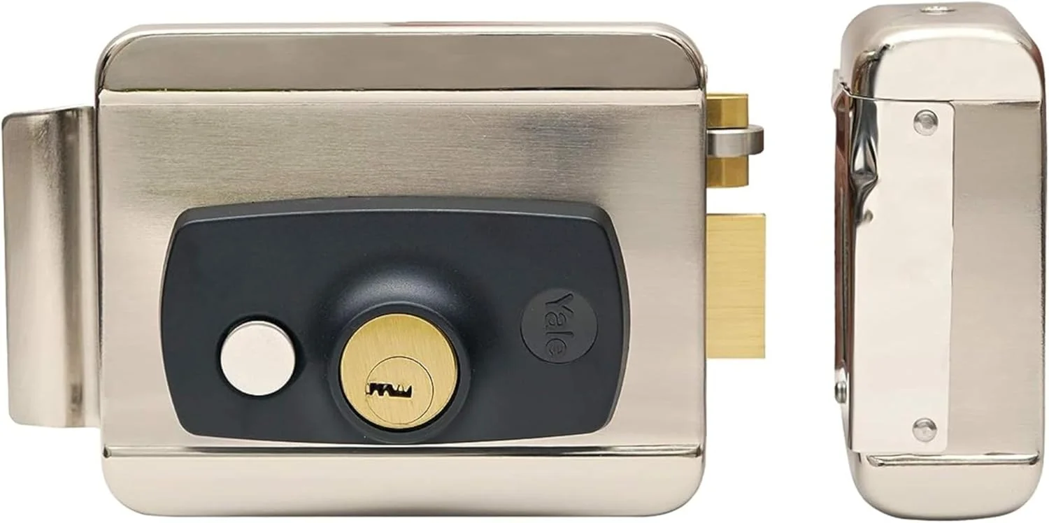 قفل ریم برقی Yale Yel-200Sn | برای درب های 30 تا 85 میلی متر ضخامت | زبانه غلطکی با پیچ برگشت پذیر | برای هر نوع درب (چپ/راست/داخل/خارج) | حالت شب و حالت آزاد اضافی، جنس نیکل ساتن - نقره ای