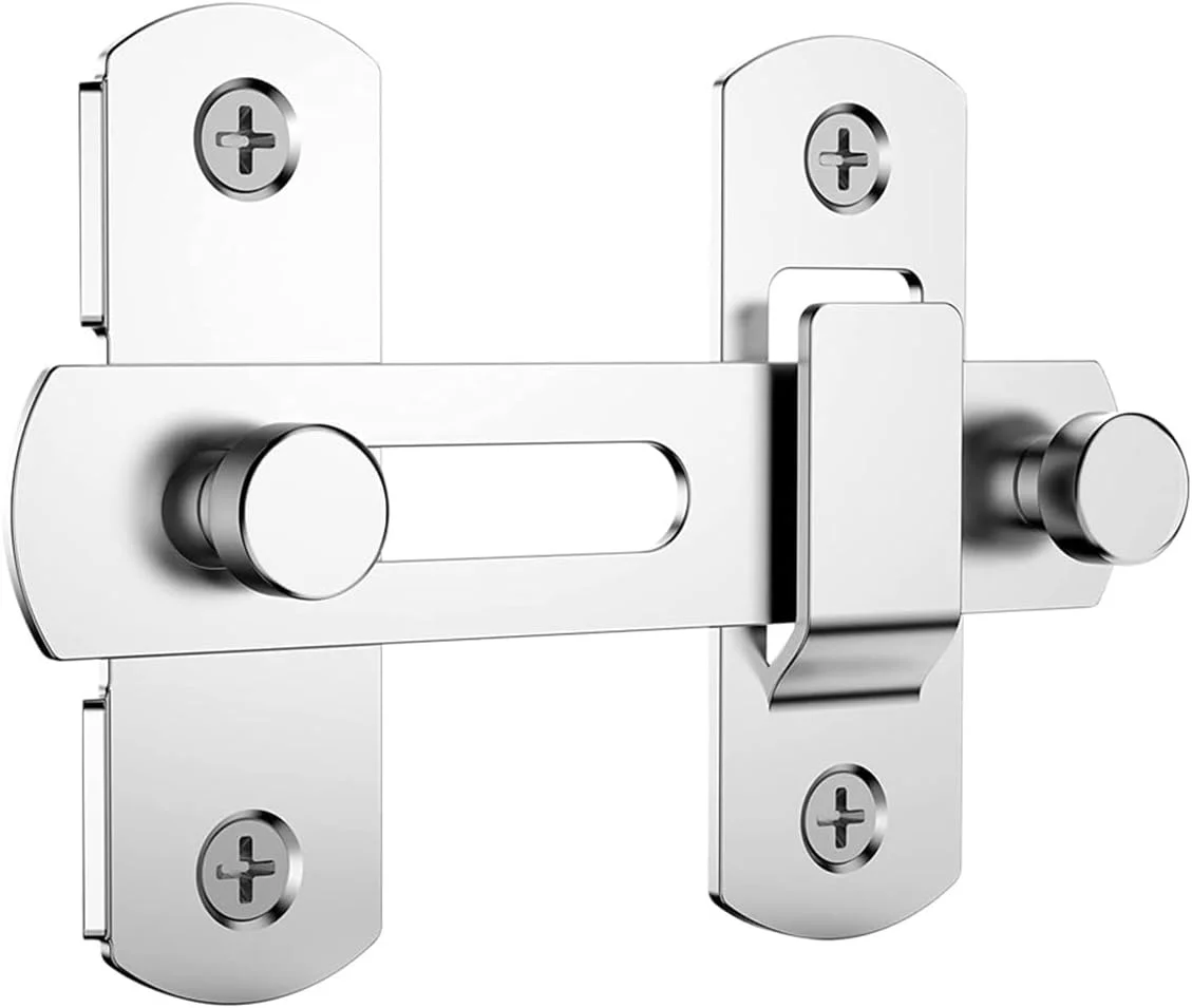 قفل درب کشویی یورلیر، قفل زبانه کشویی استیل ضد زنگ، قفل زبانه پیچ درب ایمنی برای درب پنجره کابینت شراب حمام گاراژ باغ (نقره ای 180 درجه 4 اینچ)