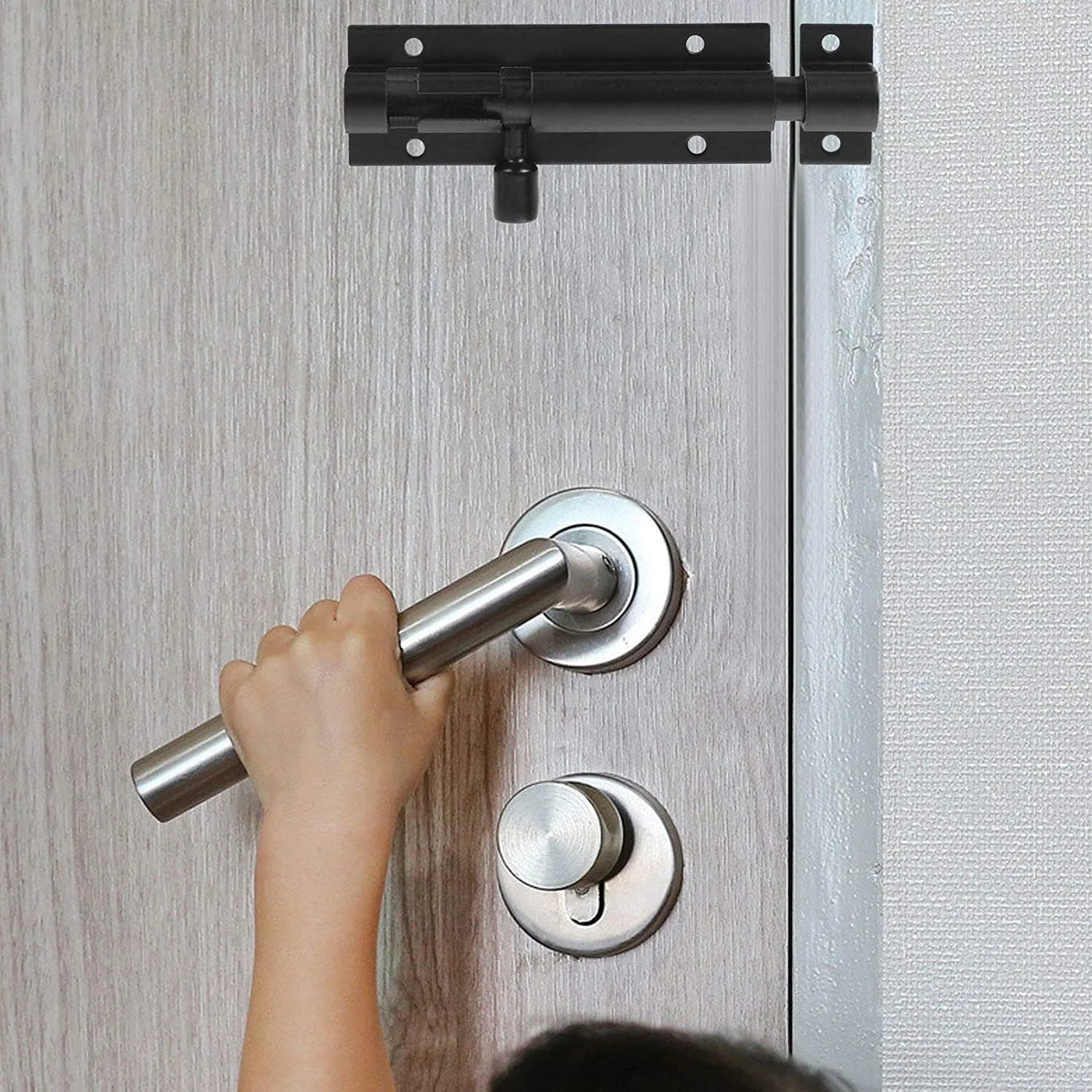 قفل زبانه کشویی YHRY بسته 4 عددی، 4 اینچی، قفل ضامن سنگین، قفل درب امنیتی آلیاژ آلومینیوم ضخیم شده با پیچ های نصب برای خانه، حیاط، باغ، قفس سگ، بار (مشکی)