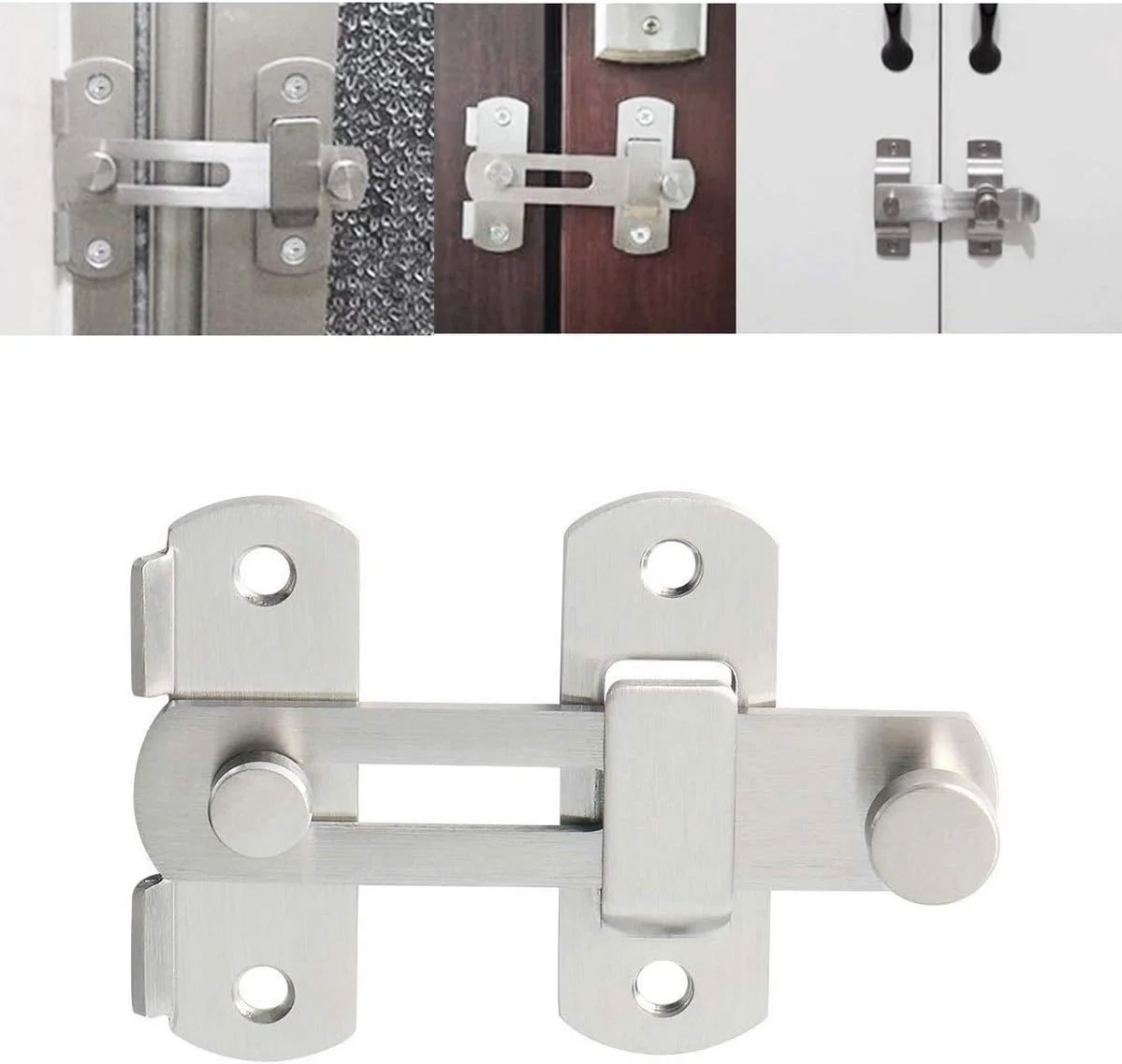 قفل زبانه میله ای استیل ضد زنگ 4 اینچی Wonolo، قفل درب ایمنی، قفل زبانه دروازه، قفل پیچ درب حیوانات خانگی، زبانه چرخشی سنگین