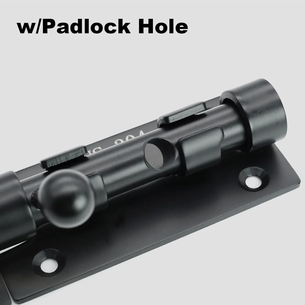 قفل زبانه ای درب XQDWX با سوراخ قفل، قفل کشویی درب استیل ضد زنگ 304 ضخیم شده، 6 اینچ، مشکی مات، 2 عددی، 226BB-BL-2