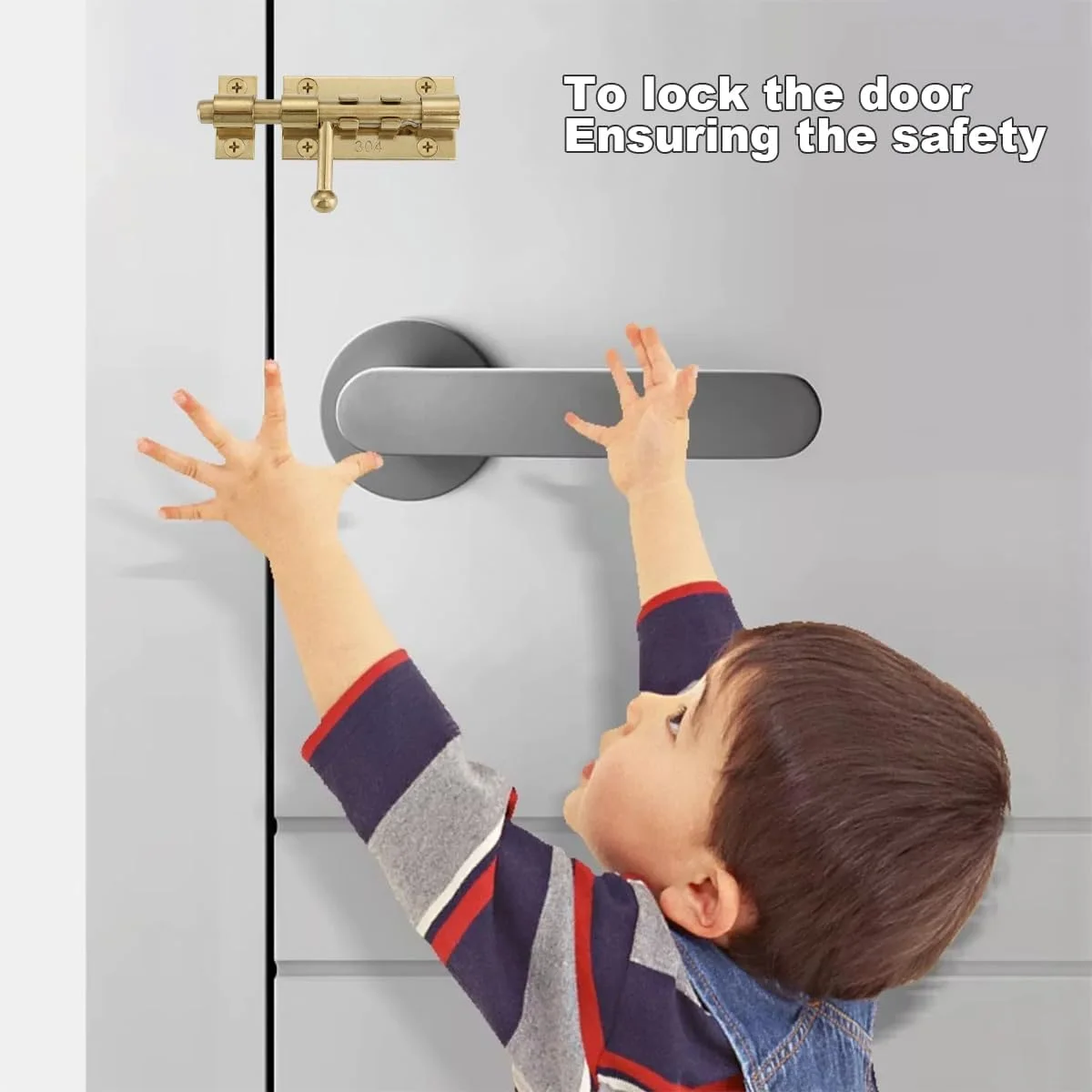 قفل زبانه ای XQDWX با سوراخ قفل آویز، قفل درب کشویی استیل ضد زنگ 304 ضخیم شده، 4 اینچ طلایی، 2 عددی، 224BB-GO-2