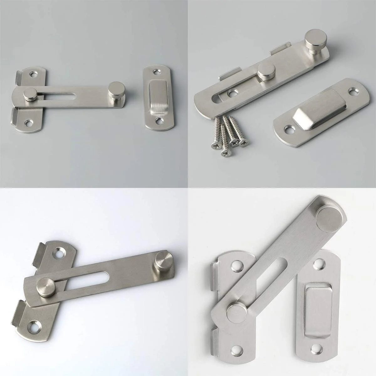 قفل زبانه میله ای استیل ضد زنگ 4 اینچی Wonolo، قفل درب ایمنی، قفل زبانه دروازه، قفل پیچ درب حیوانات خانگی، زبانه چرخشی سنگین