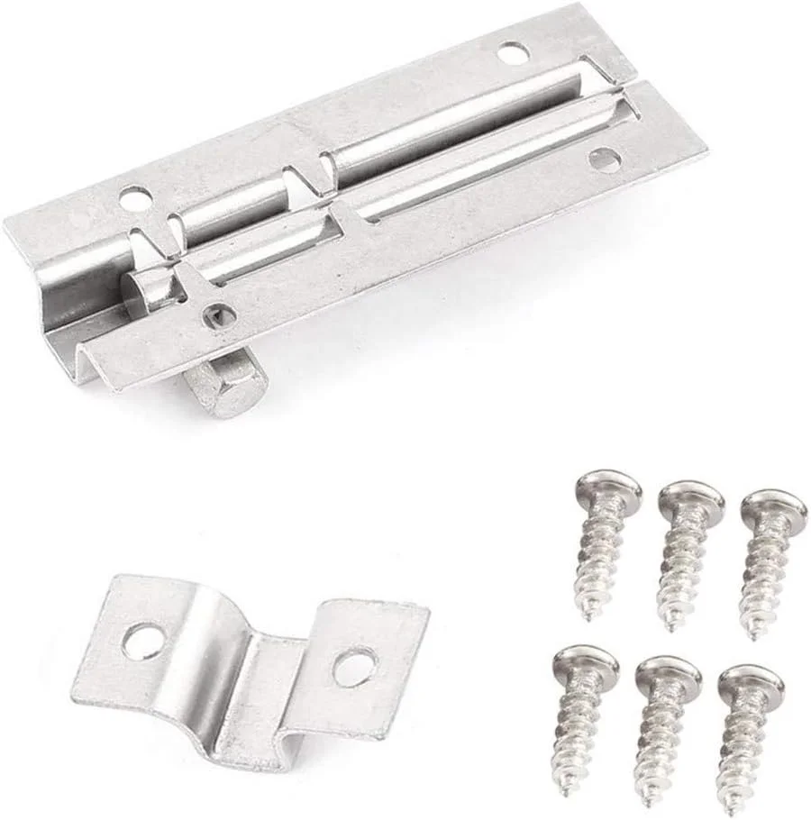 زبانه قفل کشویی درب بشکه ای XMHF، قفل کشویی درب، بست فولادی ضد زنگ ضخیم شده 2 اینچی نقره ای (10 عددی)