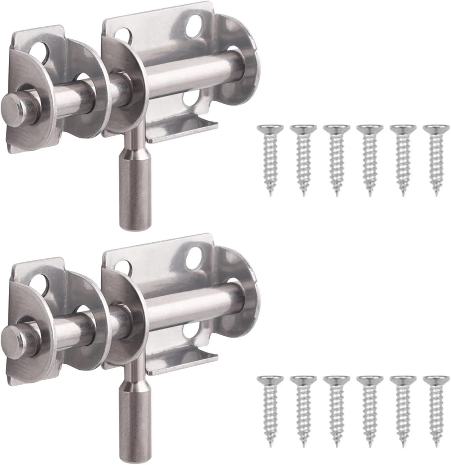 بسته 2 عددی قفل درب استیل ضد زنگ Xiciki - قفل های زبانه ای جمع و جور برای درها، قفل های میله ای و قفل های کشویی به همراه پیچ - ایده آل برای حمام، سوله و اتاق خواب (شامل پیچ)