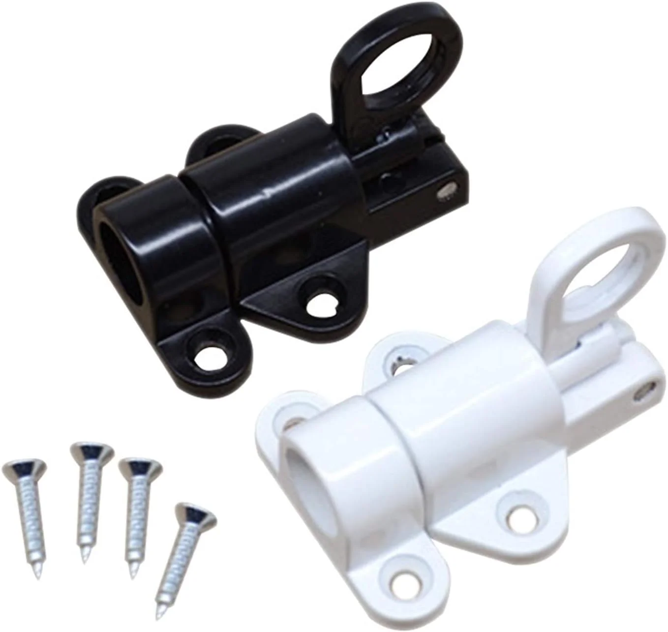 قفل زبانه درب 1 عدد، قفل فنری با حلقه کششی برای امنیت پنجره و دروازه، 2 رنگ، مناسب برای درب ها، دروازه ها و پنجره ها، ابزار قوی (رنگ: مشکی)