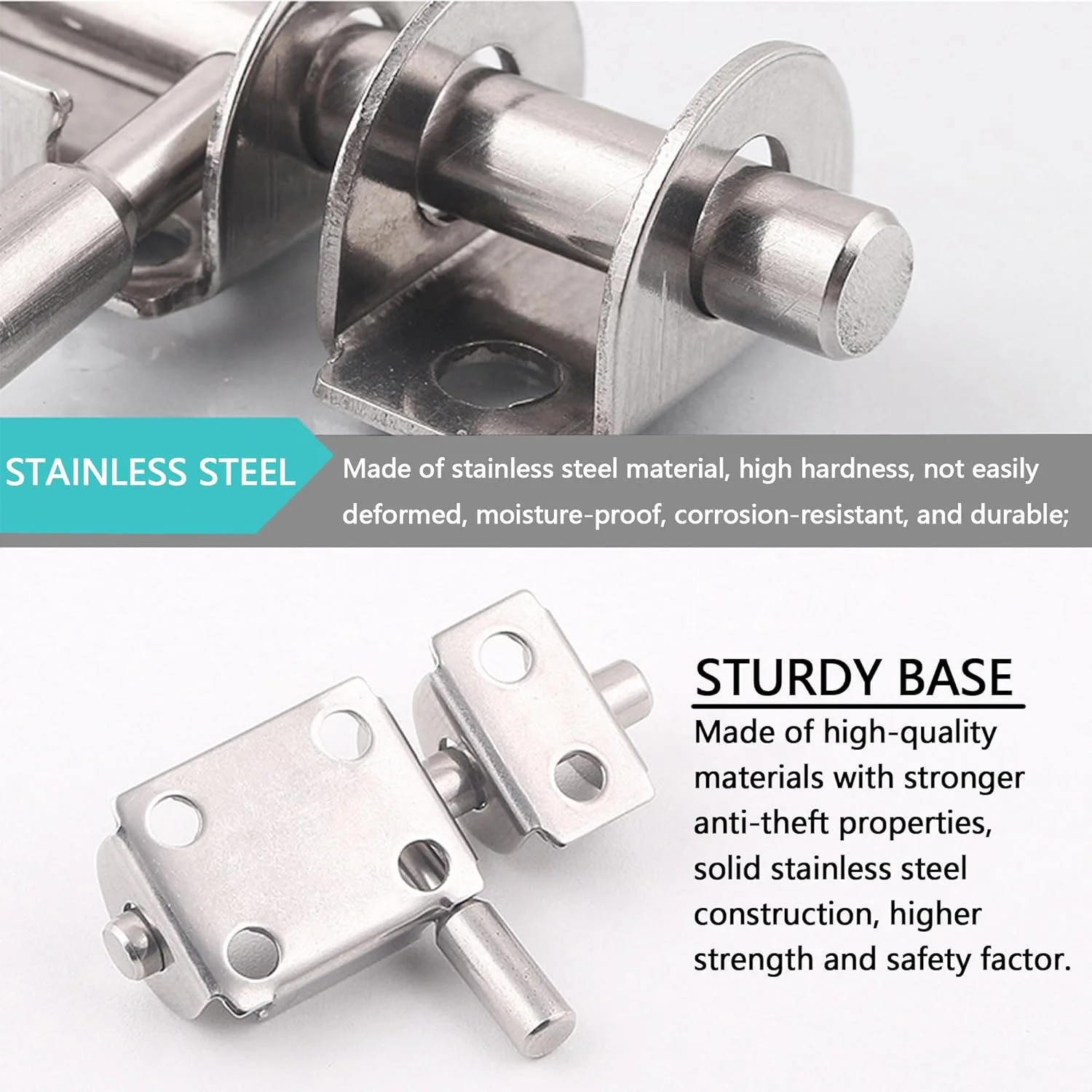 بسته 2 عددی قفل درب استیل ضد زنگ Xiciki - قفل های زبانه ای جمع و جور برای درها، قفل های میله ای و قفل های کشویی به همراه پیچ - ایده آل برای حمام، سوله و اتاق خواب (شامل پیچ)