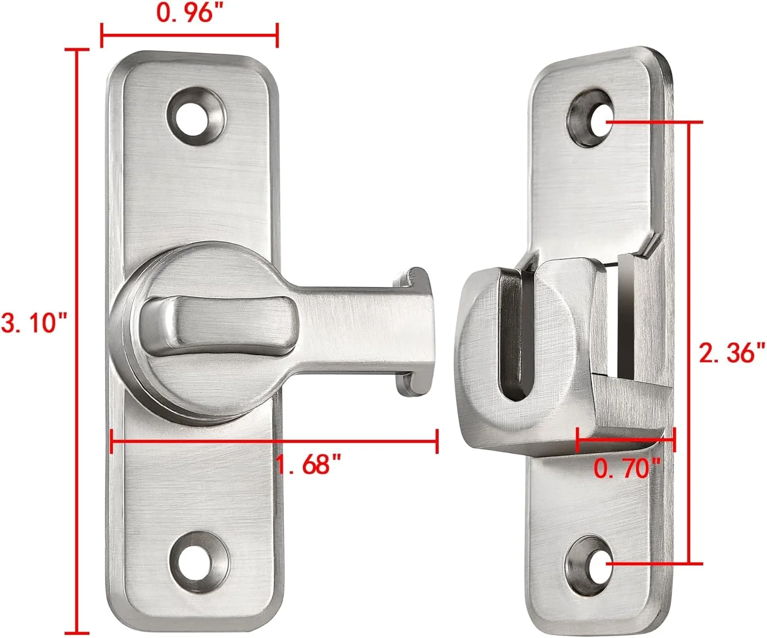 قفل زبانه چرخشی امنیتی تقویت شده THE WHITE SHOP - قفل کشویی و چرخشی درب سنگین 90/180 درجه برای انبارها، دروازه ها و موارد دیگر (نقره ای)