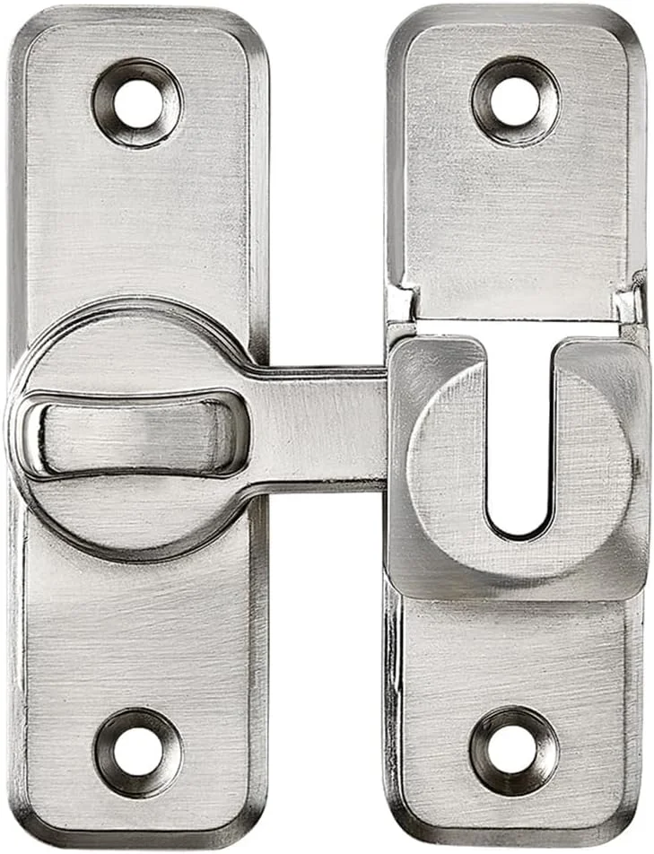 قفل زبانه چرخشی امنیتی تقویت شده THE WHITE SHOP - قفل کشویی و چرخشی درب سنگین 90/180 درجه برای انبارها، دروازه ها و موارد دیگر (نقره ای)