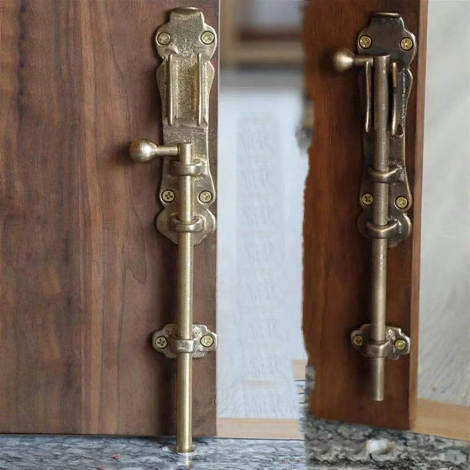 قفل کشویی اهرمی WANAM، قفل برنجی جامد چرخشی، قفل سخت افزاری ایمنی درب، مناسب برای قفل درب باغ