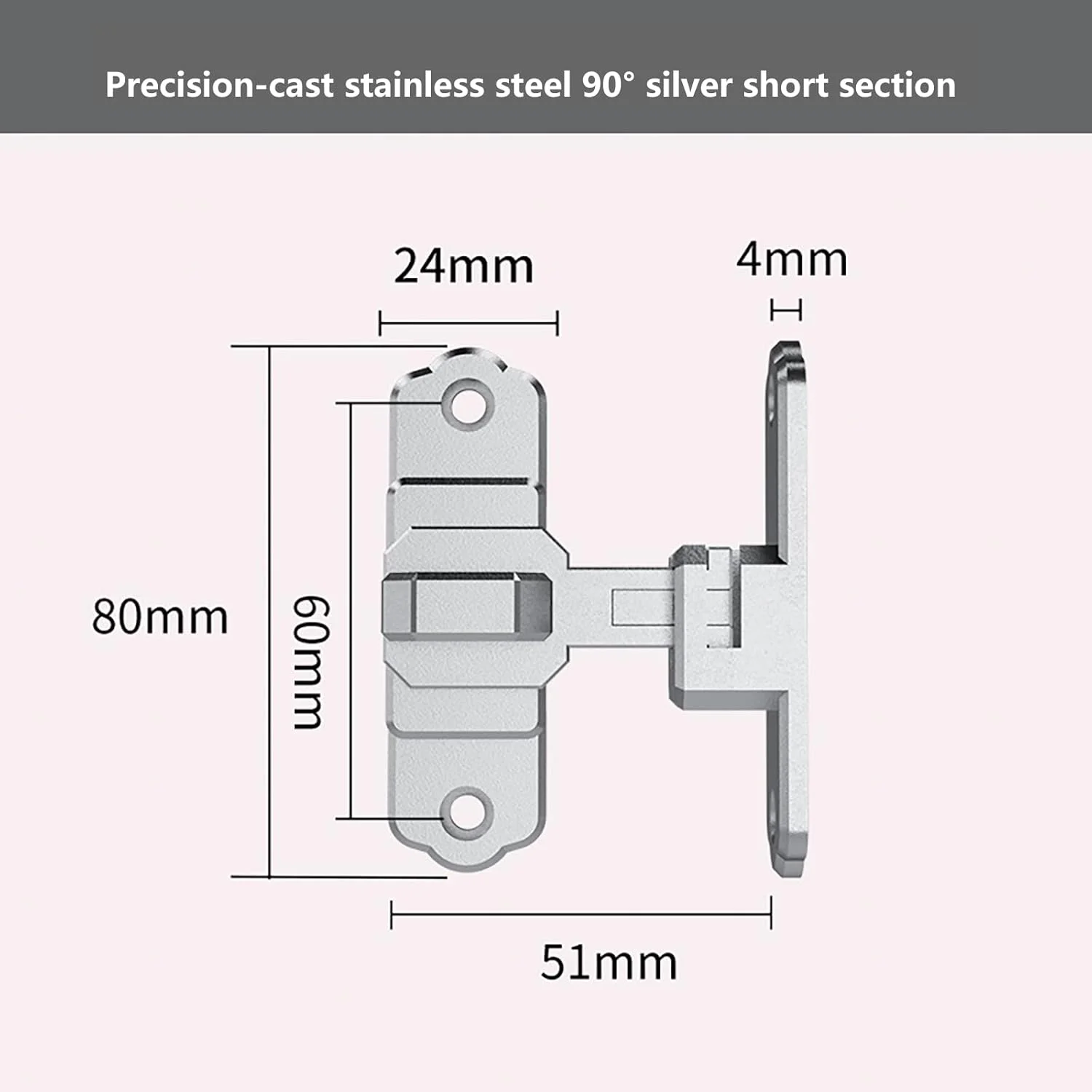 قفل زبانه ای درب، قفل کشویی استیل ضد زنگ برای درب کابینت، قفل با سخت افزار، نقره ای کوتاه