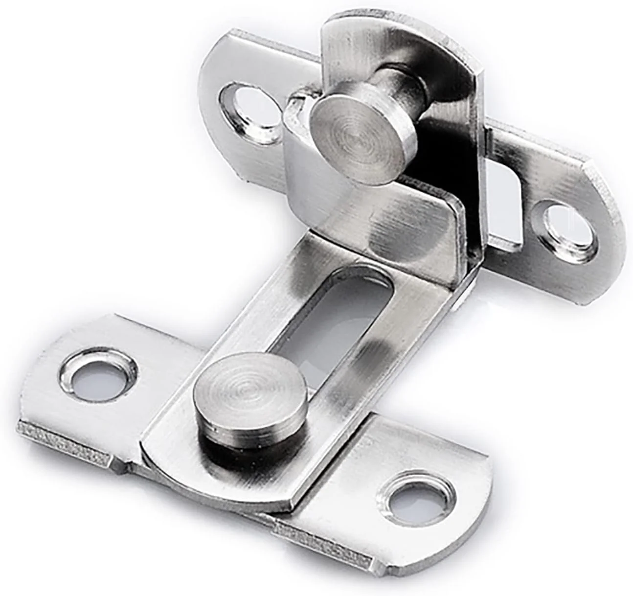 قفل کشویی درب 90 درجه مشکی، قفل کشویی درب با سگک طرح قدیمی برای قفل کردن پنجره ها، درب کابینت، به همراه بست های فلزی، بسته 2 عددی، نقره ای 90 درجه