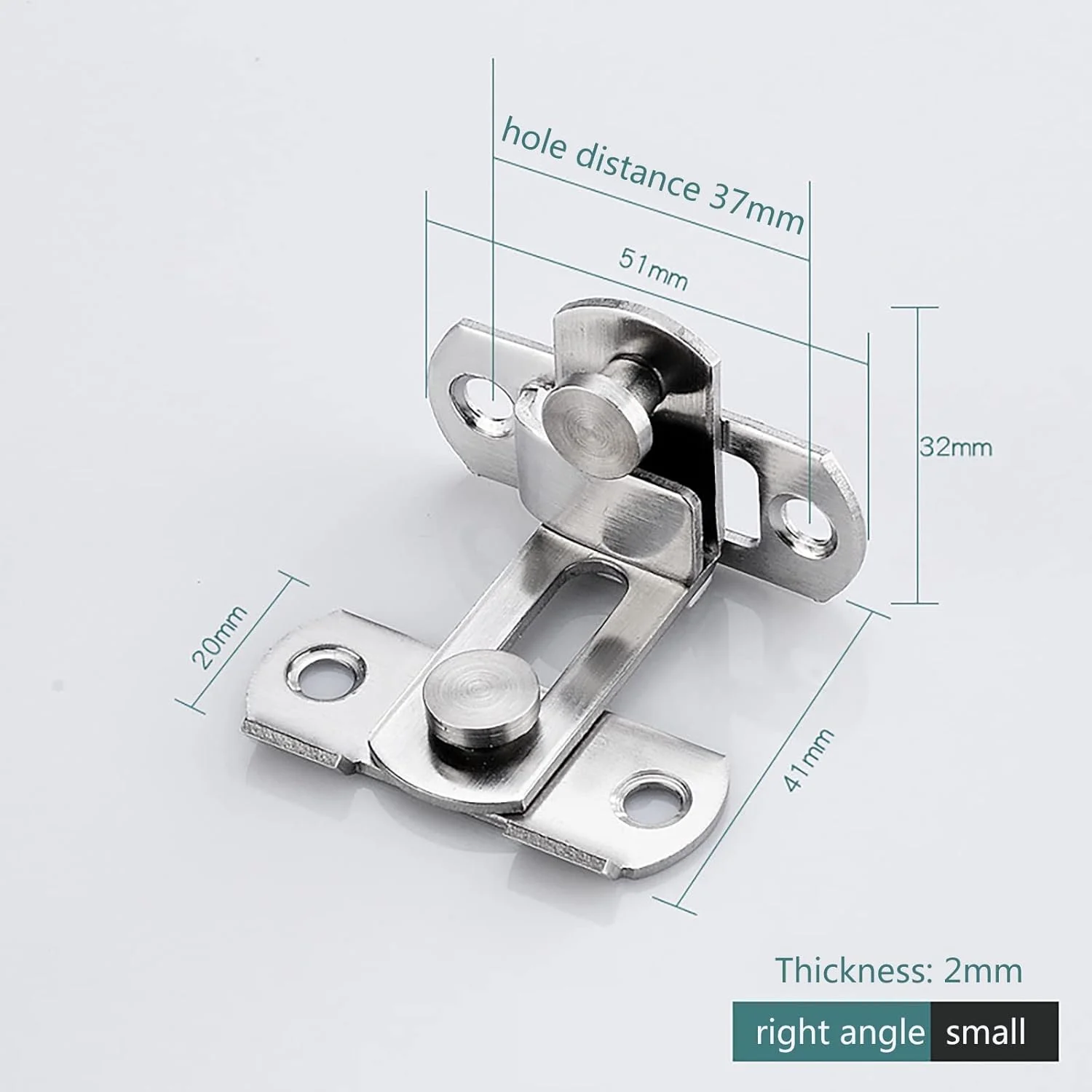 قفل کشویی درب 90 درجه مشکی، قفل کشویی درب با سگک طرح قدیمی برای قفل کردن پنجره ها، درب کابینت، به همراه بست های فلزی، بسته 2 عددی، نقره ای 90 درجه