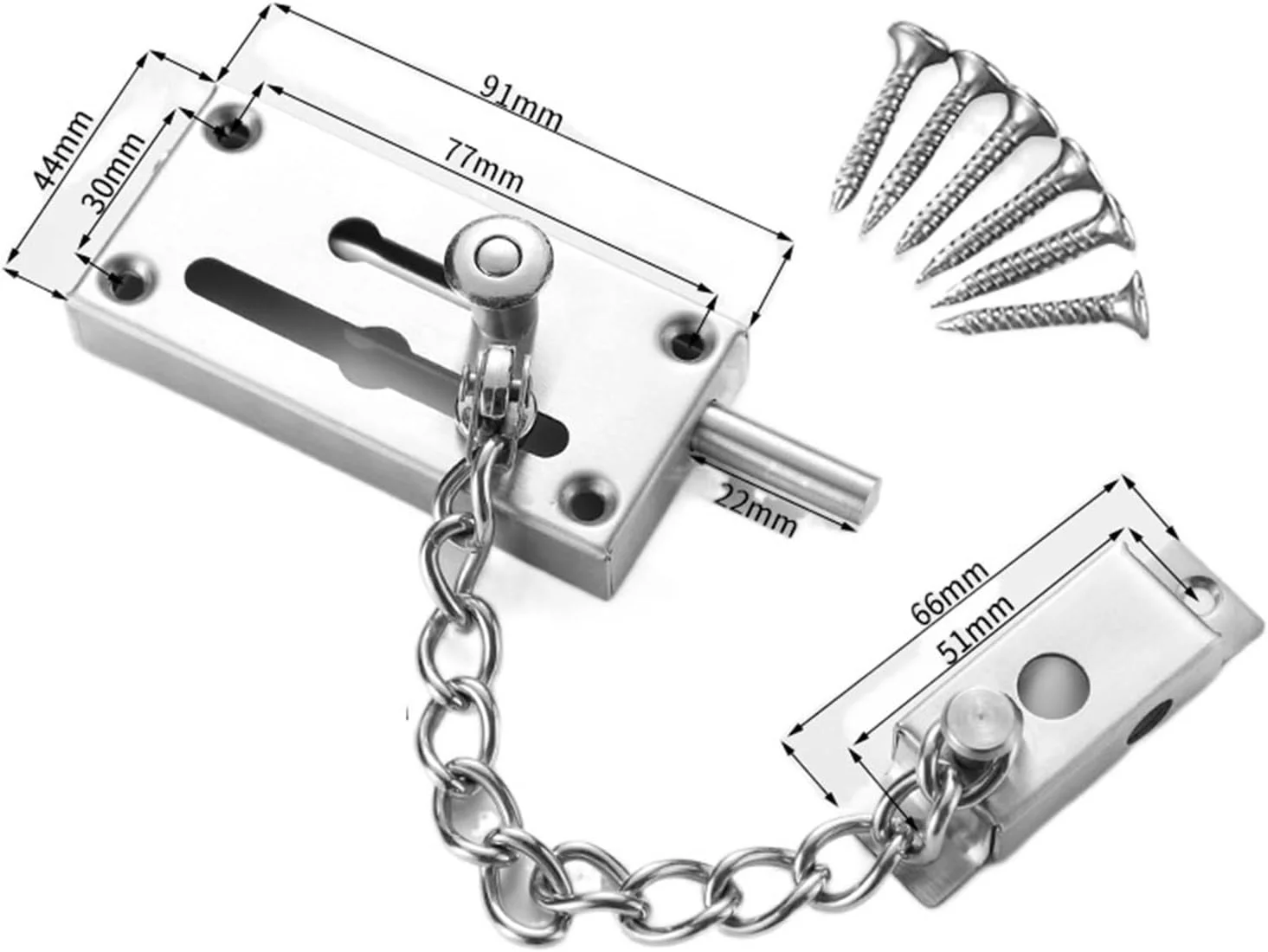 قفل درب امنیتی WANAM Defender، قفل زنجیری درب استیل ضد زنگ، قفل درب ایمنی با زنجیر ضد سرقت