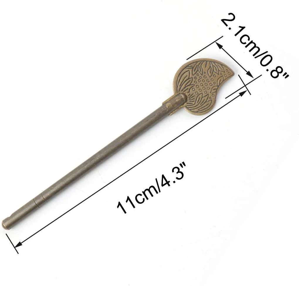 uxcell sourcingmap قفل درب کابینت فلزی طرح برگ چینی، پین قفل کننده، رنگ برنزی