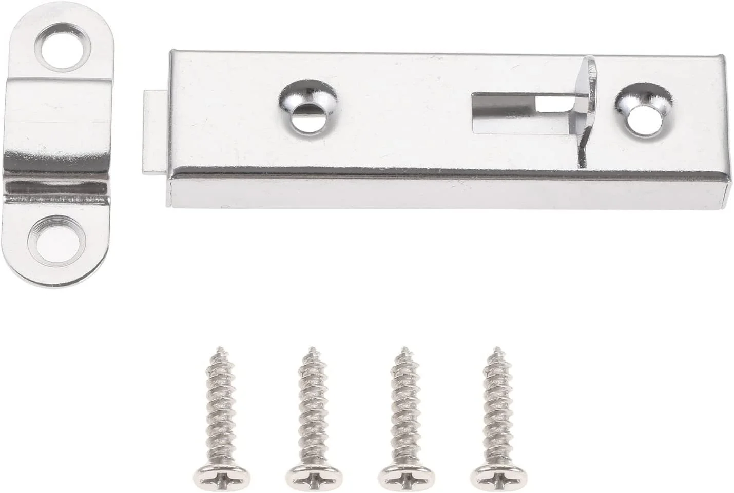 قفل درب UTOYA، قفل کشویی درب جامد با پیچ، بست درب، قفل ایمنی دروازه، کروم نقره ای، فلزی سنگین، قفل پنجره 61 میلی متر، قفل کشویی سوله