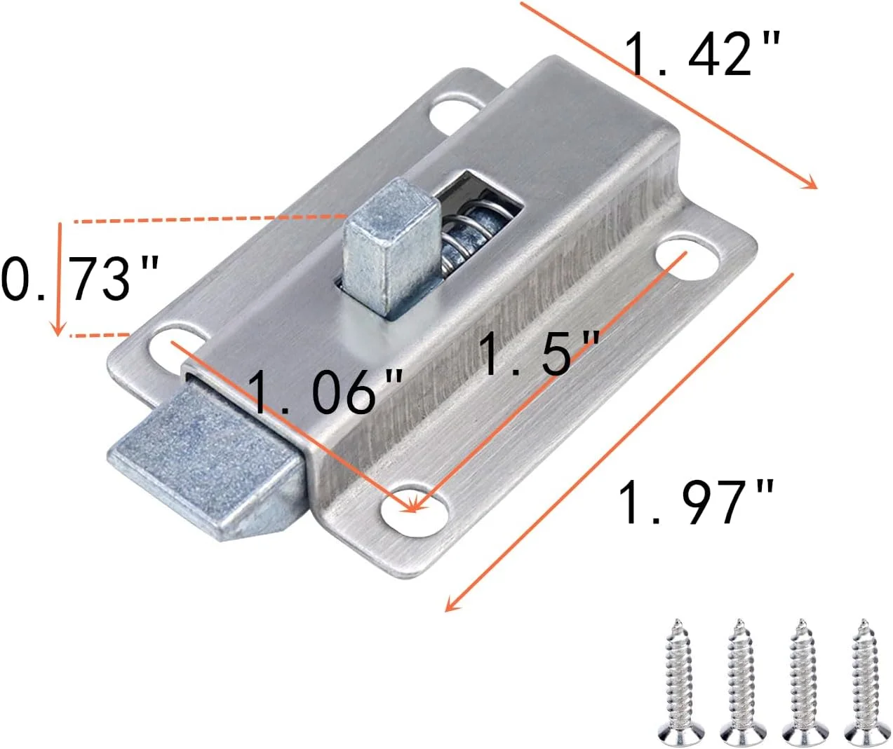 قفل درب فنری استیل ضد زنگ اتوماتیک Tsnamay، مناسب برای پنجره و دروازه، 2 عددی، 1.97 اینچ