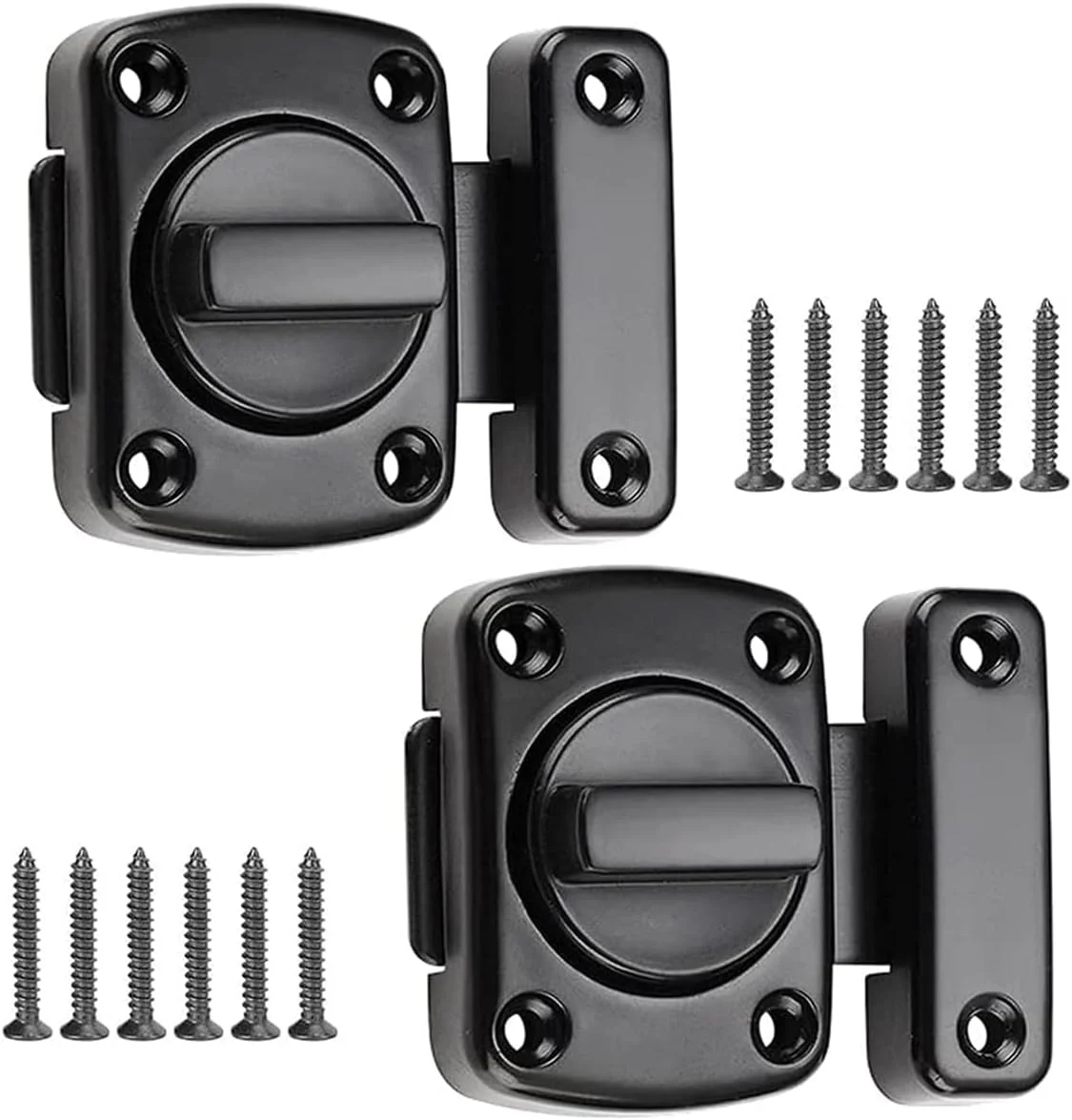 قفل چرخشی درب Treela، 2 عددی، قفل ضد سرقت اضافی ثابت برای چپ و راست، قفل آلیاژ روی برای بالکن، توالت، پنجره، مبلمان، درب حیوانات خانگی (مشکی)